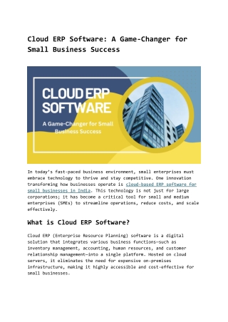 cloud erp software a game changer for small