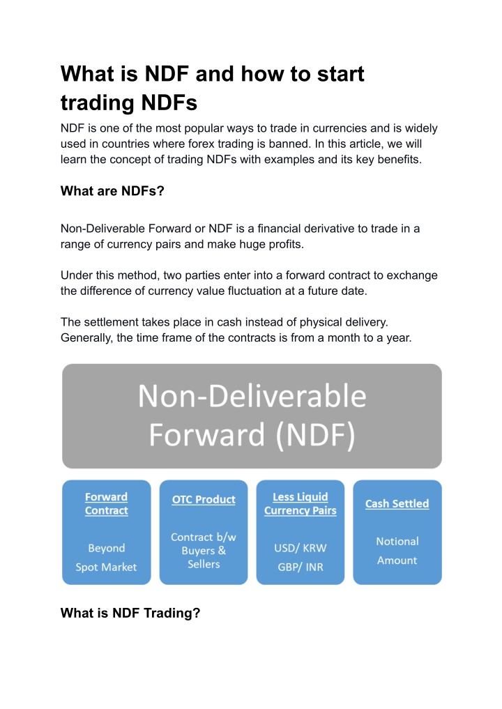 what is ndf and how to start trading ndfs