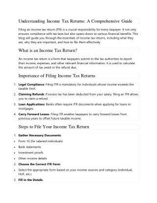 Understanding Income Tax Returns