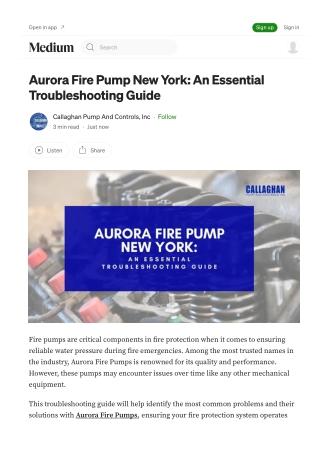 Aurora Fire Pump New York An Essential Troubleshooting Guide