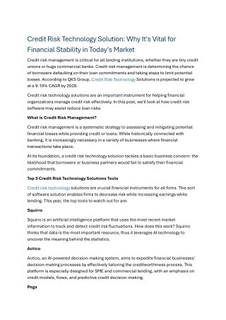 credit risk technology solution why it s vital
