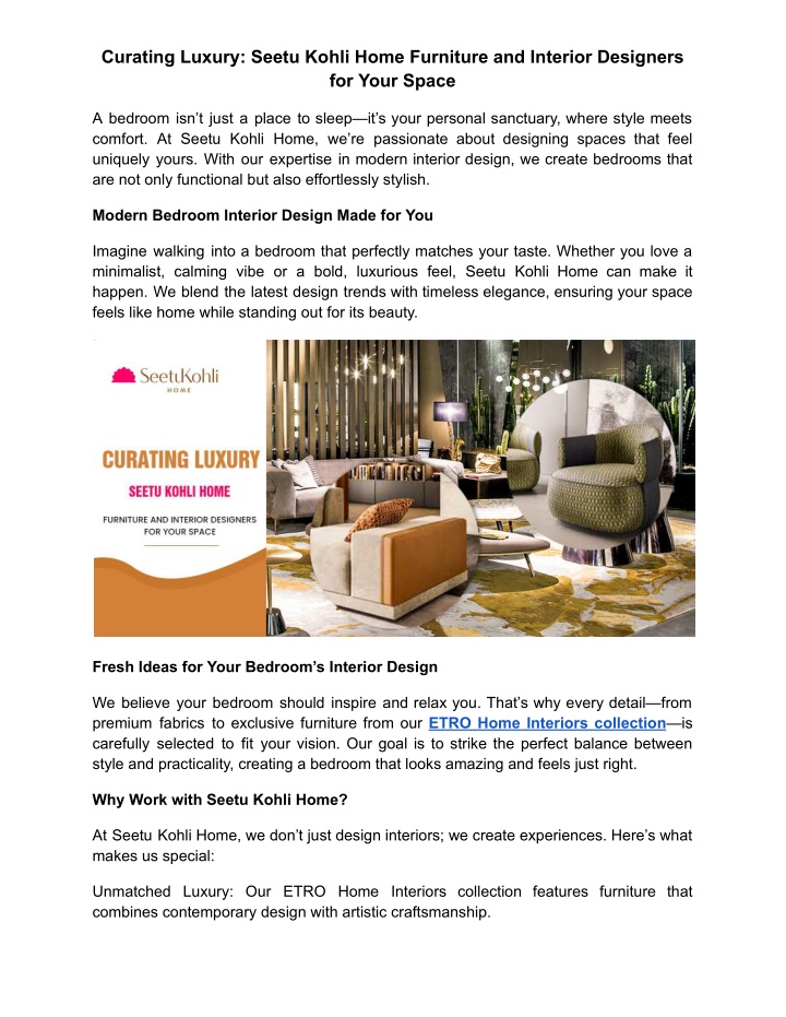 curating luxury seetu kohli home furniture