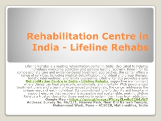 Rehabilitation Centre in India - Lifeline Rehabs