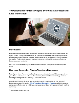 10 Powerful WordPress Plugins Every Marketer Needs for Lead Generation.