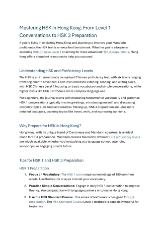 Mastering HSK in Hong Kong