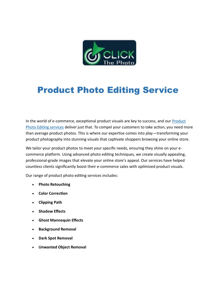 product photo editing service