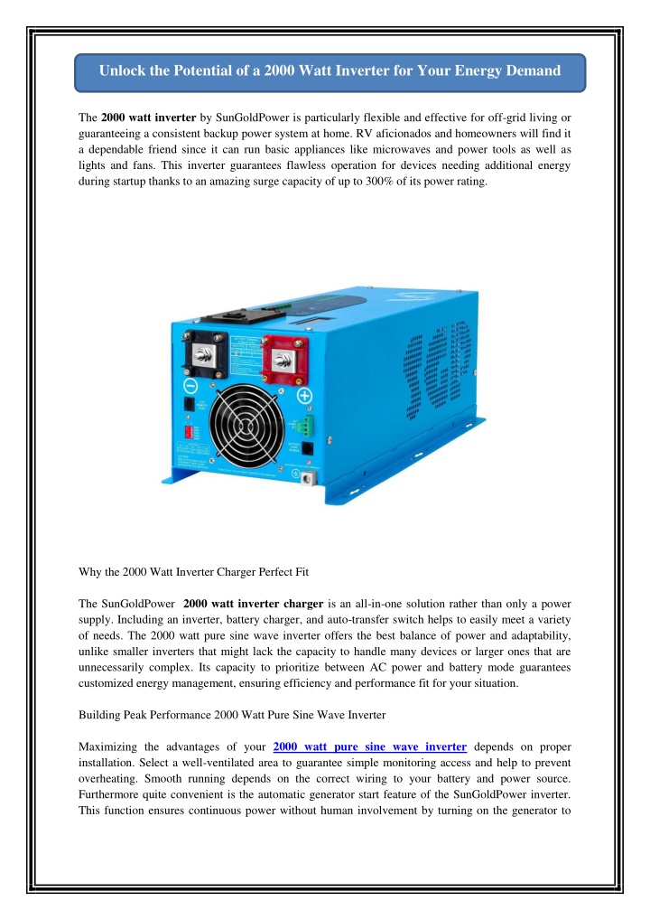 unlock the potential of a 2000 watt inverter