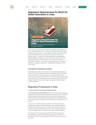 Regulatory Requirements for RECD for Diesel Generators in India
