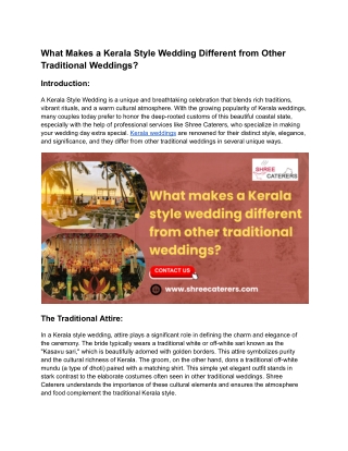 What Makes a Kerala Style Wedding Different from Other Traditional Weddings