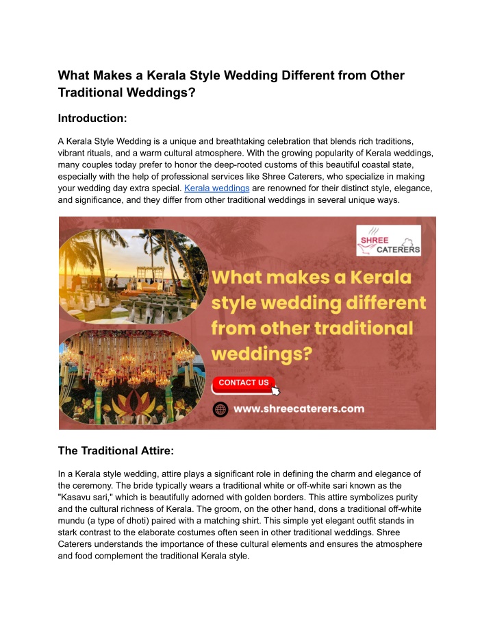 what makes a kerala style wedding different from