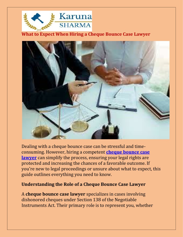 what to expect when hiring a cheque bounce case