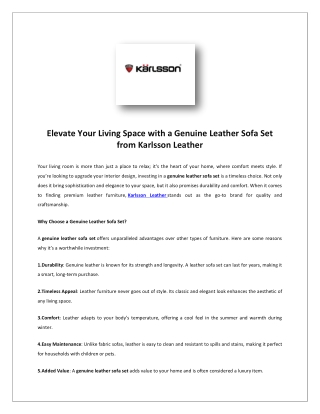 Custom Leather Sofas - Karlsson Leather