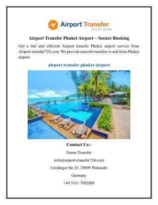 Airport Transfer Phuket Airport – Secure Booking