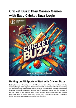 Cricket Buzz_ Play Casino Games with Easy Cricket Buzz Login