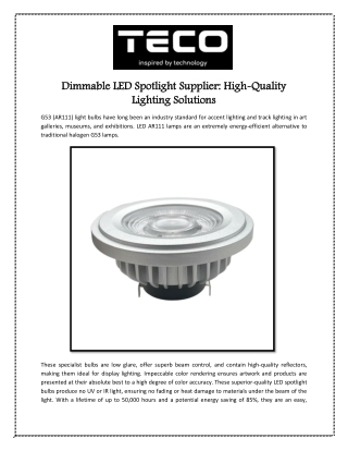 Dimmable LED Spotlight Supplier High-Quality Lighting Solutions