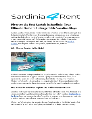 Rentals in Sardinia