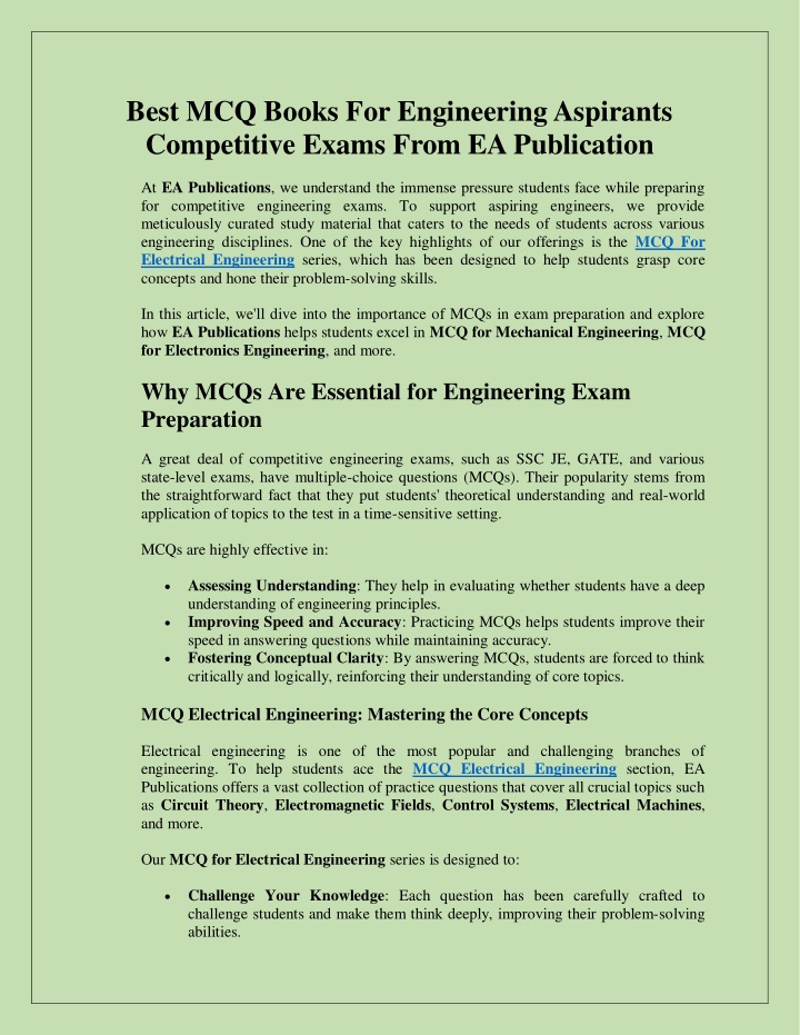 best mcq books for engineering aspirants