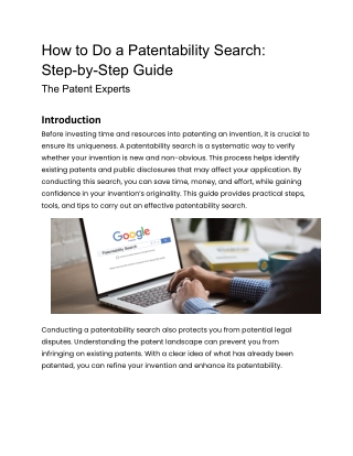 How to Do a Patentability Search: Step-by-Step Guide | The Patent Experts