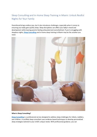Sleep Consulting and In-Home Sleep Training in Miami: Unlock Restful  Nights for