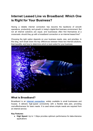 Internet Leased Line vs Broadband: Which is Right for You?
