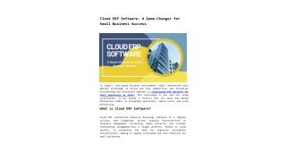 cloud erp software a game changer for small