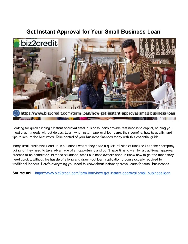 get instant approval for your small business loan