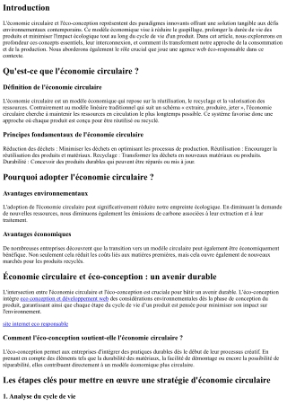 Économie circulaire et éco-conception : un avenir durable