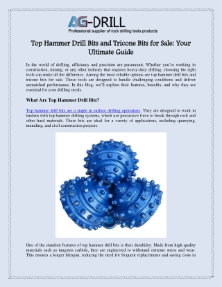 Top Hammer Drill Bits and Tricone Bits for Sale Your Ultimate Guide