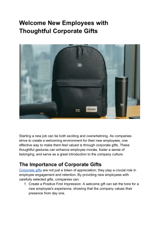 Welcome New Employees with Thoughtful Corporate Gifts