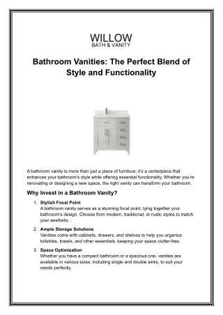 Bathroom Vanities: The Perfect Blend of Style and Functionality