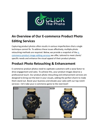 an overview of our e commerce product photo