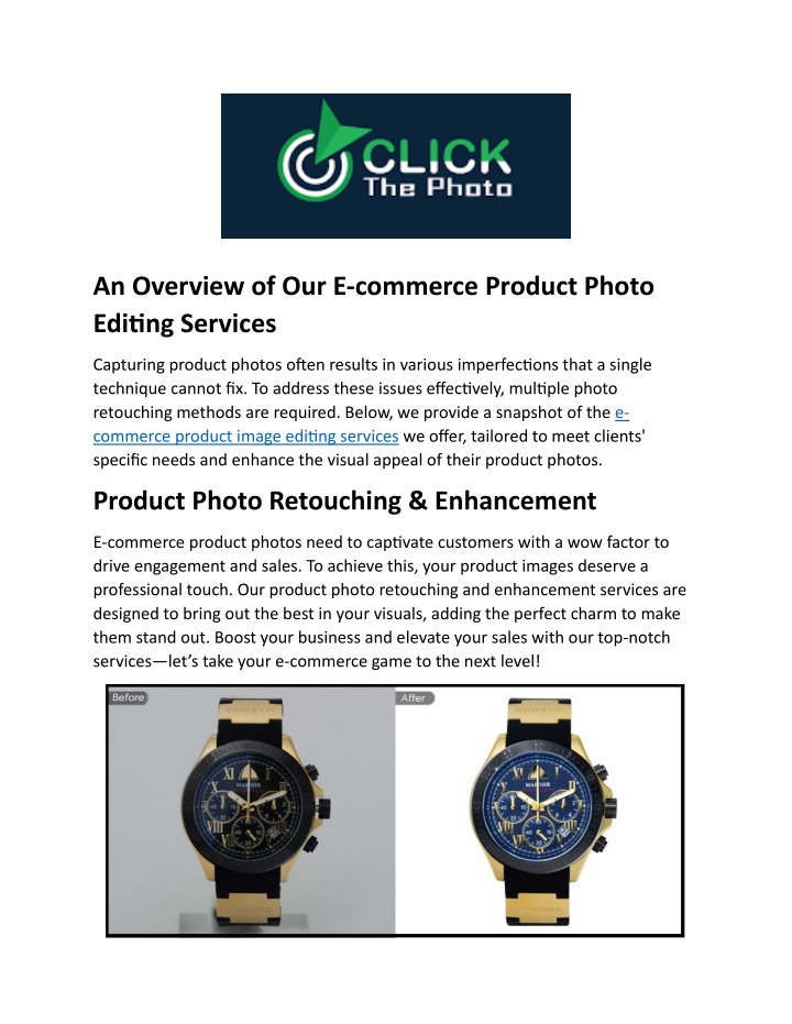 an overview of our e commerce product photo