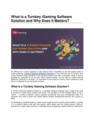 What is a Turnkey iGaming Software Solution and Why Does It Matters