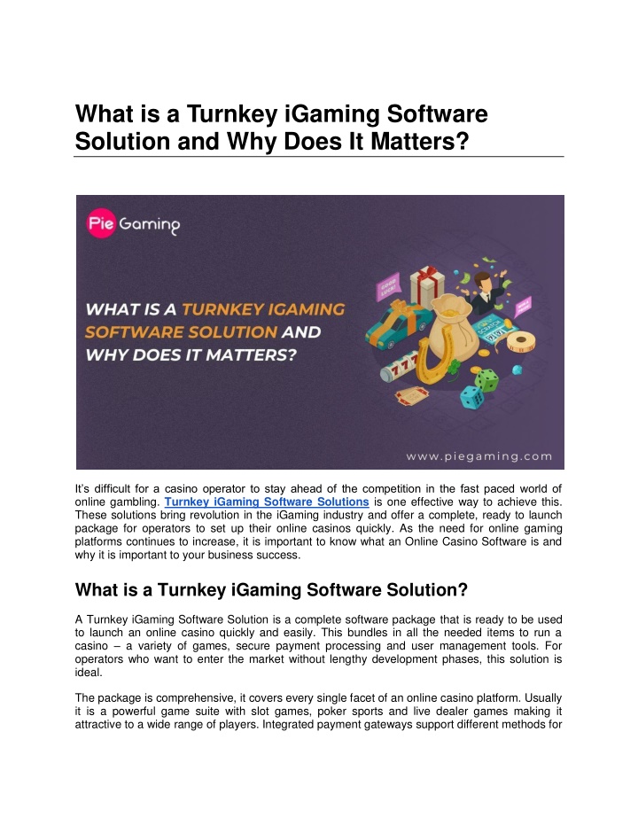 what is a turnkey igaming software solution