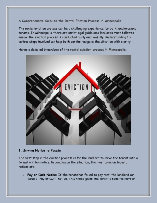 A Comprehensive Guide to the Rental Eviction Process in Minneapolis