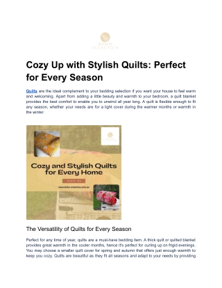 Cozy Up with Stylish Quilts_ Perfect for Every Season