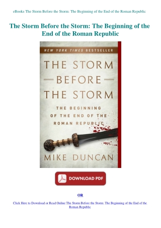 eBooks The Storm Before the Storm The Beginning of the End of the Roman Republic