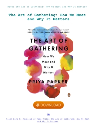 Books The Art of Gathering How We Meet and Why It Matters