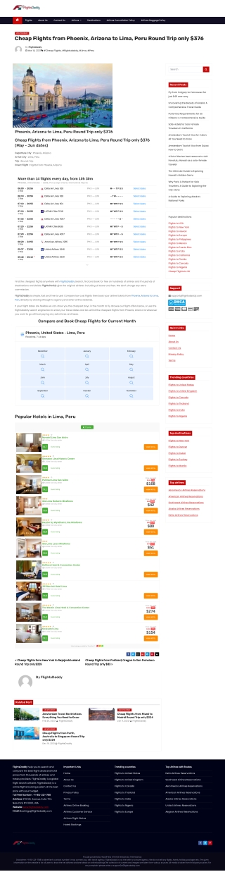 Cheap Flights from Phoenix, Arizona to Lima, Peru Round Trip only $376