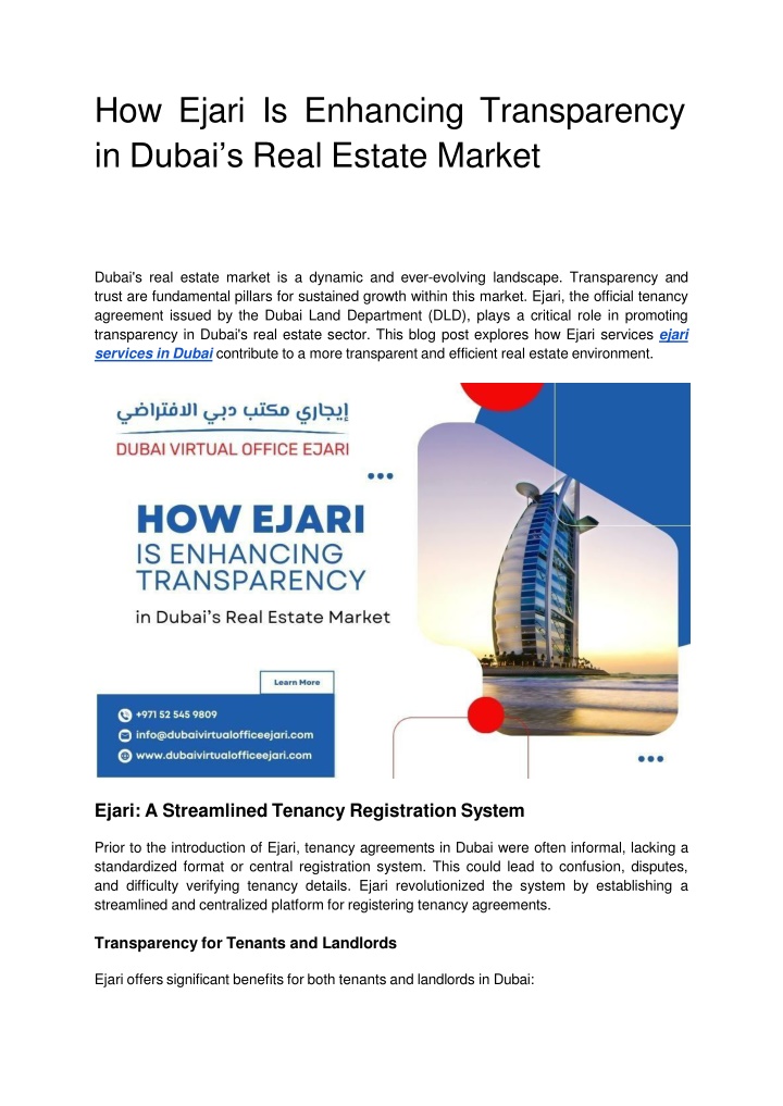 how ejari is enhancing transparency in dubai s real estate market