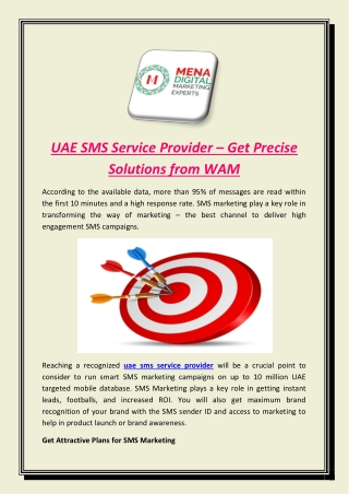 UAE SMS Service Provider – Get Precise Solutions from WAM