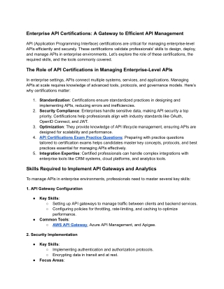 enterprise api certifications a gateway