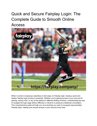 Quick and Secure Fairplay Login: The Complete Guide to Smooth Online Access