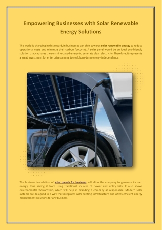 Empowering Businesses with Solar Renewable Energy Solutions