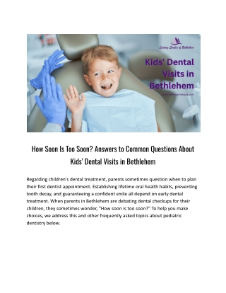 How Soon Is Too Soon? Answers to Common Questions About Kids’ Dental Visits in B