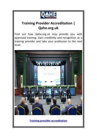 training provider accreditation qahe org uk