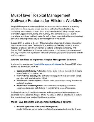 must have hospital management software features