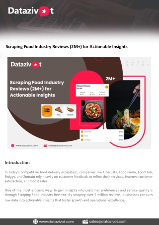 Scraping Food Industry Reviews (2M ) for Actionable Insights