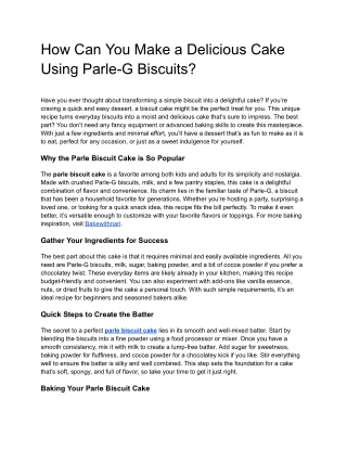 how can you make a delicious cake using parle