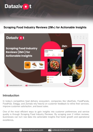 Scraping Food Industry Reviews (2M ) for Actionable Insights
